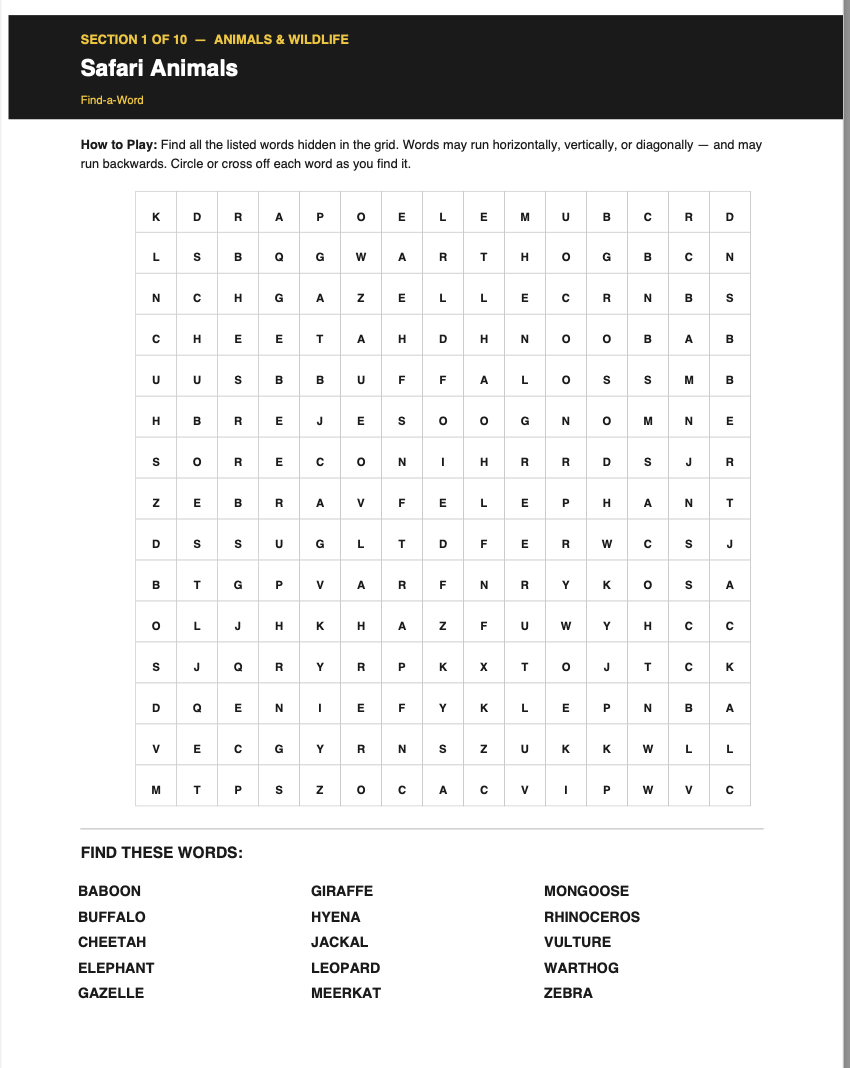 Find-a-word sample